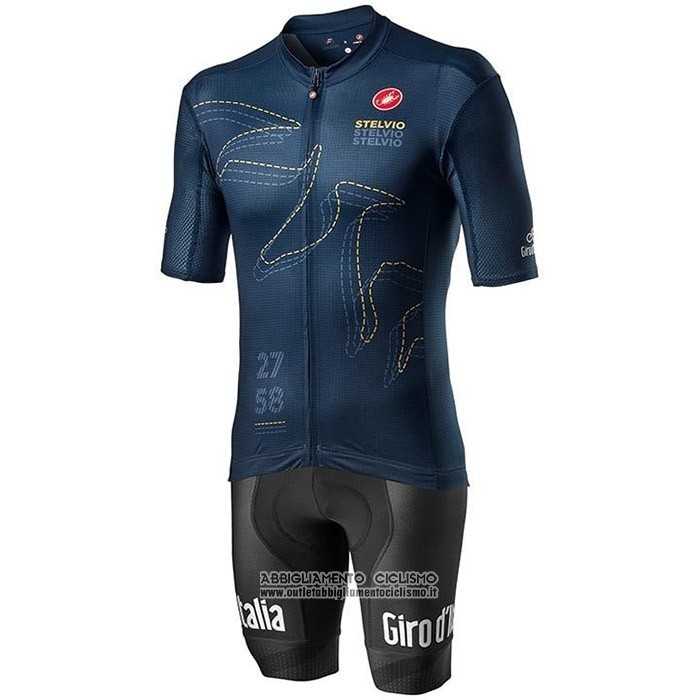 2020 Abbigliamento Ciclismo Giro d'Italia Spento Blu Manica Corta e Salopette